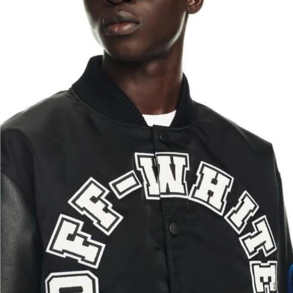New Authentic Men’s Off-White Black Varsity Jacket - Picture 10 of 12